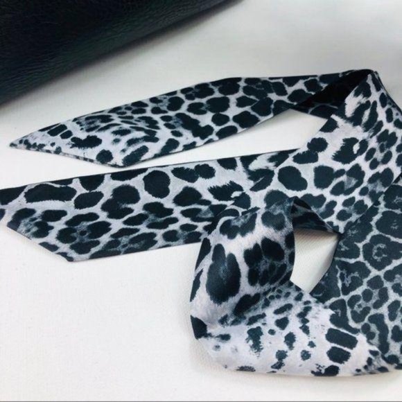 Set of 2 Gray Cheetah Twilly Purse Head Scarves - Picture 2 of 8